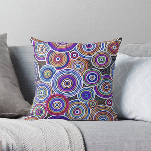 Colorfull Aboriginal Dot Art Pattern Throw Pillow