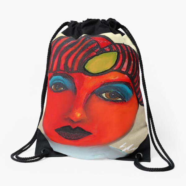 Red Tomato Face Drawstring Bag