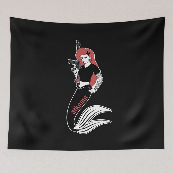 Item preview, Mermaid Pinup with Gun designed and sold by aikomo.