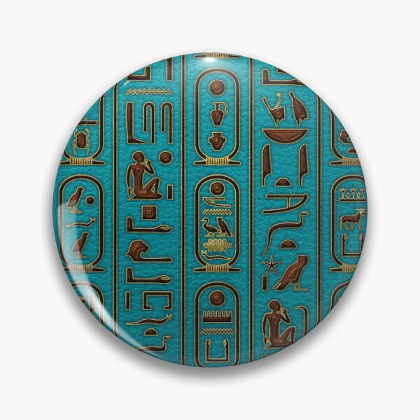 Item preview, Egyptian Golden Leather hieroglyphs embossed on teal  designed and sold by k9printart.