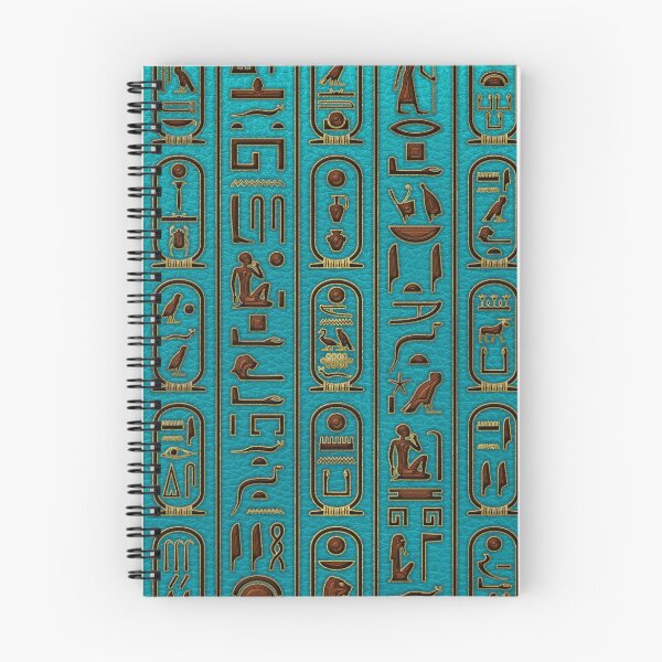 Item preview, Egyptian Golden Leather hieroglyphs embossed on teal  designed and sold by k9printart.