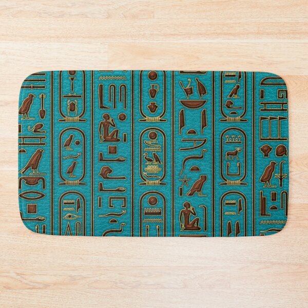 Item preview, Egyptian Golden Leather hieroglyphs embossed on teal  designed and sold by k9printart.