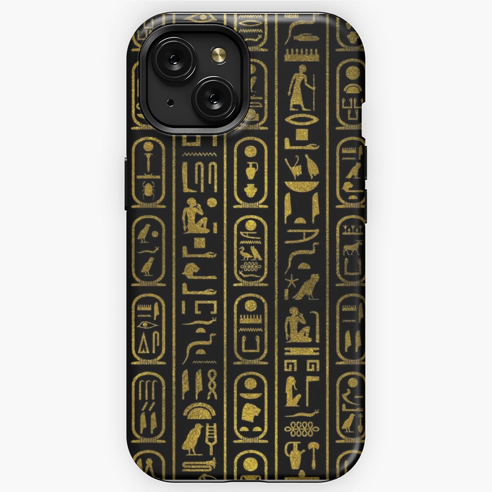 Egyptian Ancient Gold hieroglyphs on black