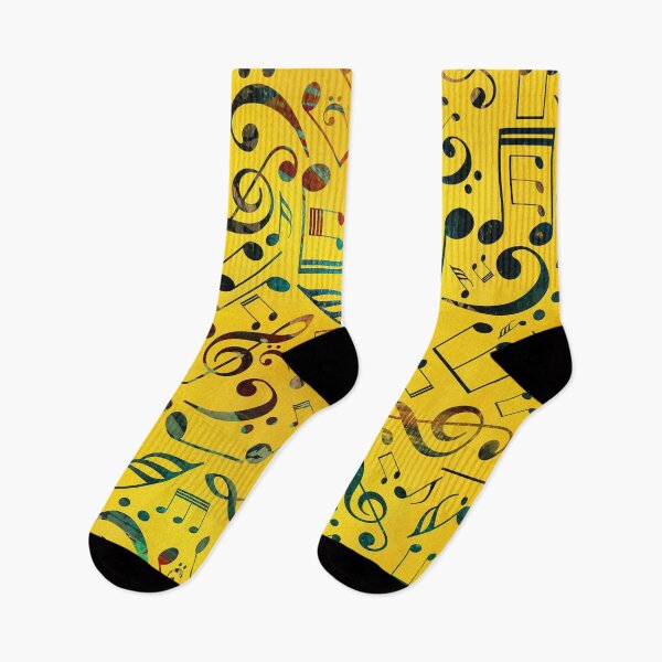 Item preview, Fun Colorful  Music Notes Pattern on yellow watercolor designed and sold by k9printart.