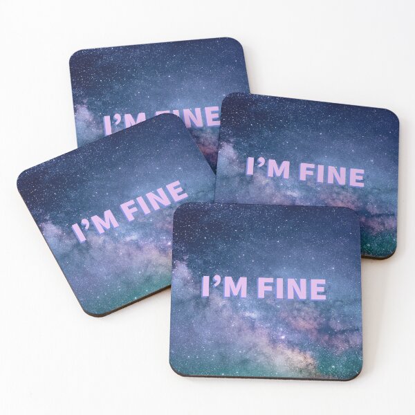 Item preview, I am fine pink aurora sky face mask  designed and sold by Tropical Blood.