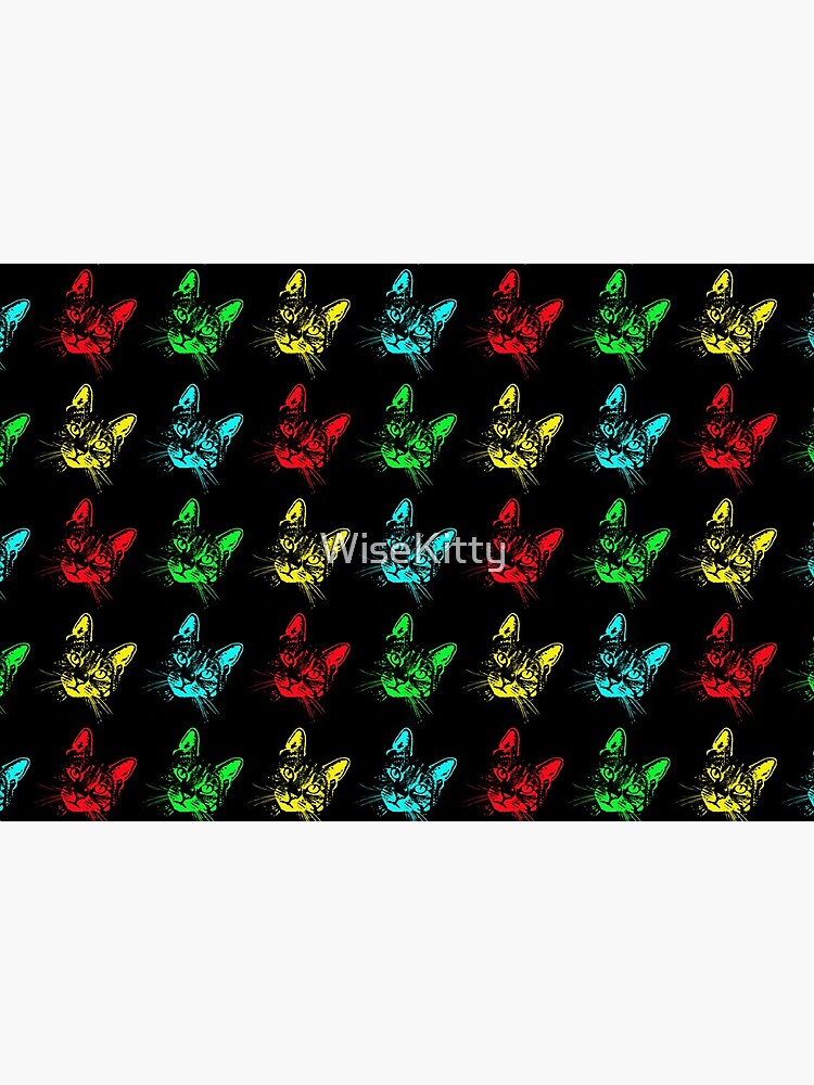 Tabby Cat Pop Art Blue, Red, Green, Yellow by WiseKitty