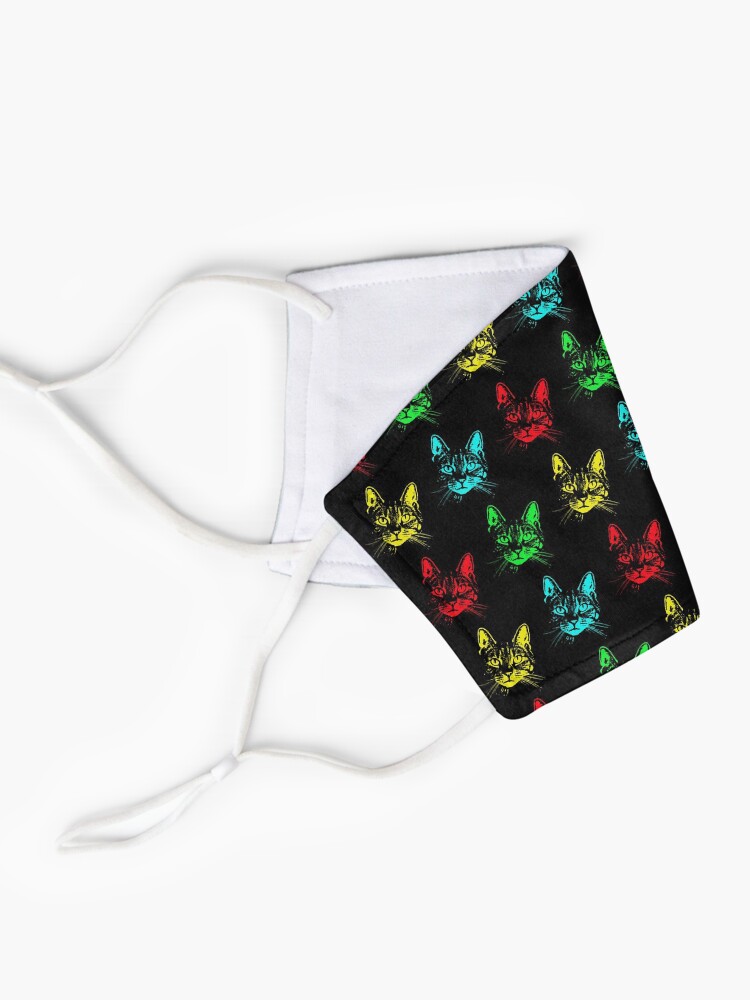 Alternate view of Tabby Cat Pop Art Blue, Red, Green, Yellow Mask