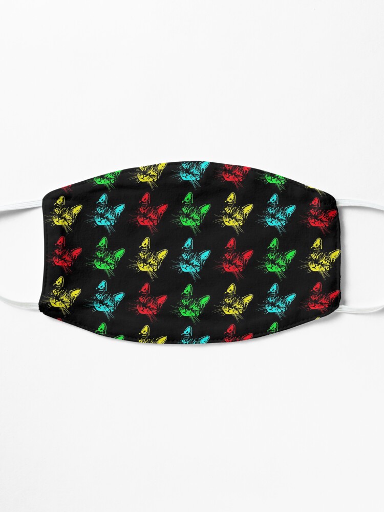 Alternate view of Tabby Cat Pop Art Blue, Red, Green, Yellow Mask