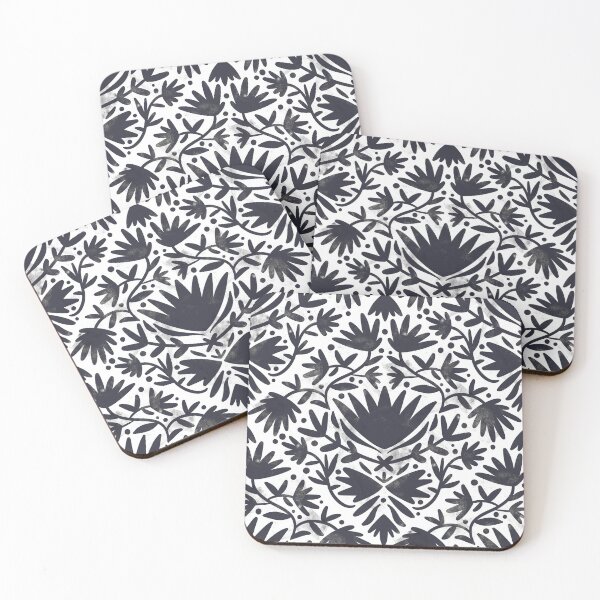 Item preview, Black and white textured florals designed and sold by NatGonzalez.