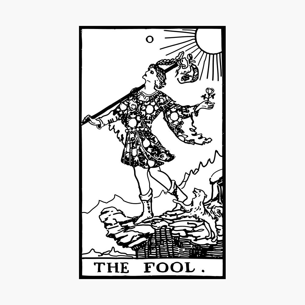 Tarot Card : The Fool black & white" Metal Print for Sale by tarotcarddesign Redbubble