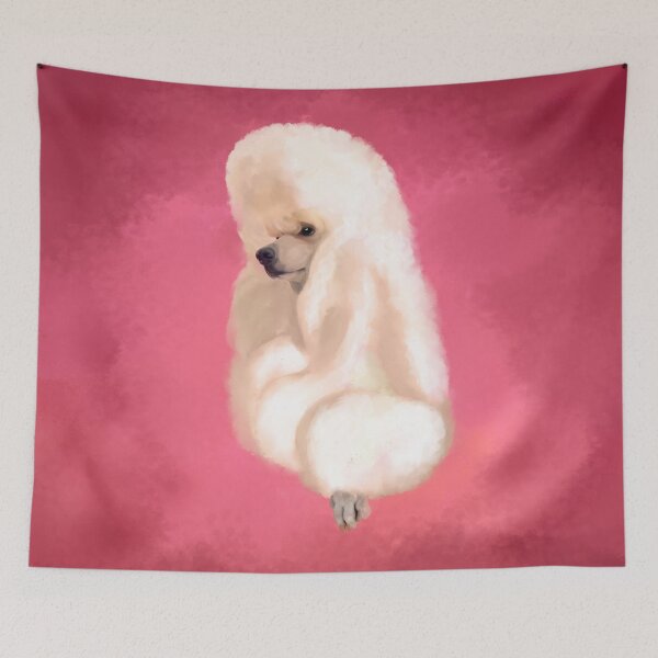 Item preview, Elegant White Poodle pastel fuchsia designed and sold by k9printart.