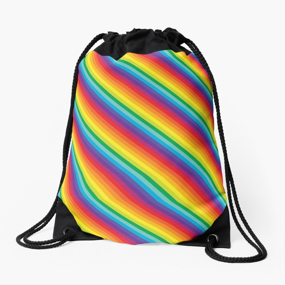 Rainbow Stripe Drawstring Bag