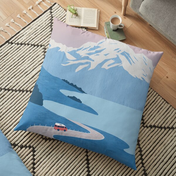 New Zealand travel poster Floor Pillow