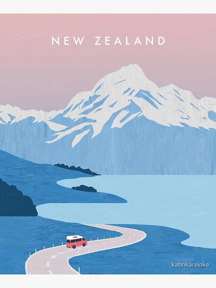 New Zealand travel poster by katinkareinke