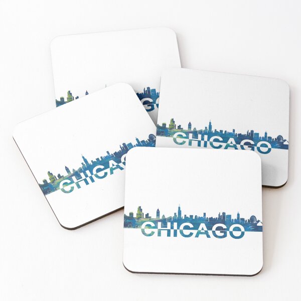 Artikelvorschau, Chicago Michigan Skyline Silhouette stark mit Text entworfen und verkauft von artshop77.