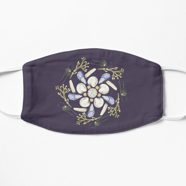 L Tide Pool Beach Mandala 1 - Watercolor - Plum Flat Mask