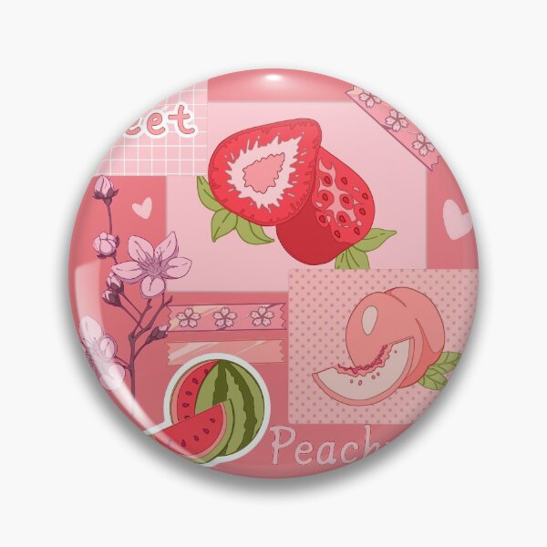 Item preview, The peachy pink design with  various berries, fruits, and other cute stickers designed and sold by AnGoArt.
