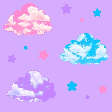 Artwork thumbnail, kawaii clouds by discostickers