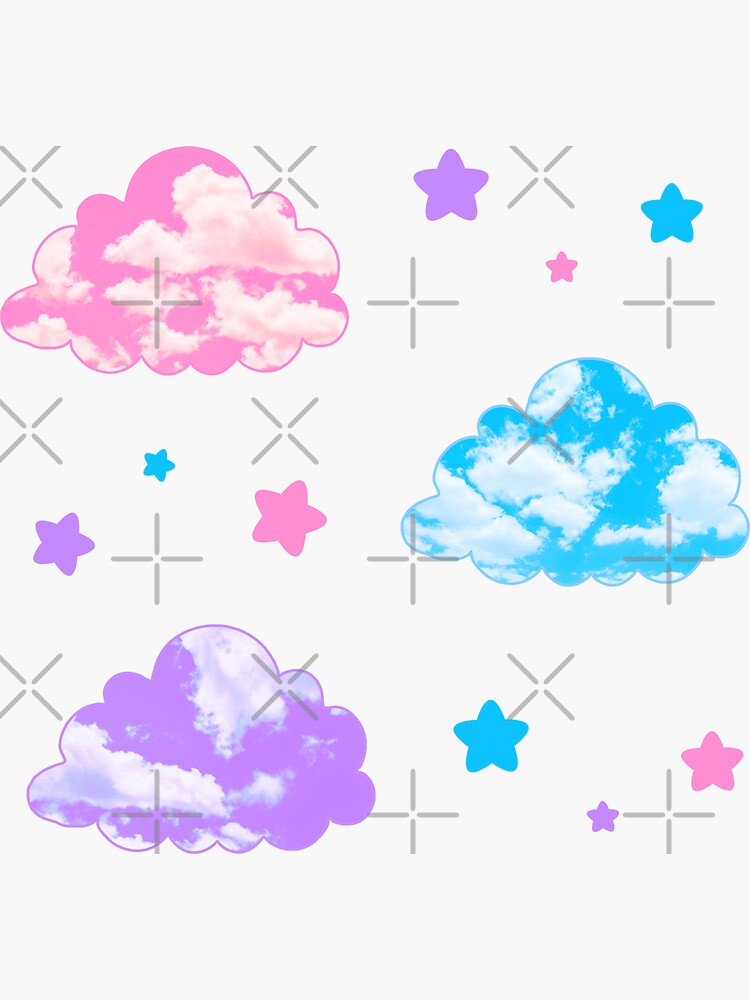 Thumbnail 3 of 3, Sticker, kawaii clouds designed and sold by discostickers.