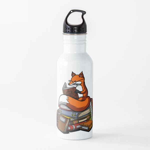 Fox Reading A Book Water Bottle