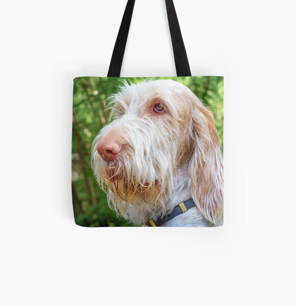 Orange and White Italian Spinone Dog Head Shot All Over Print Tote Bag