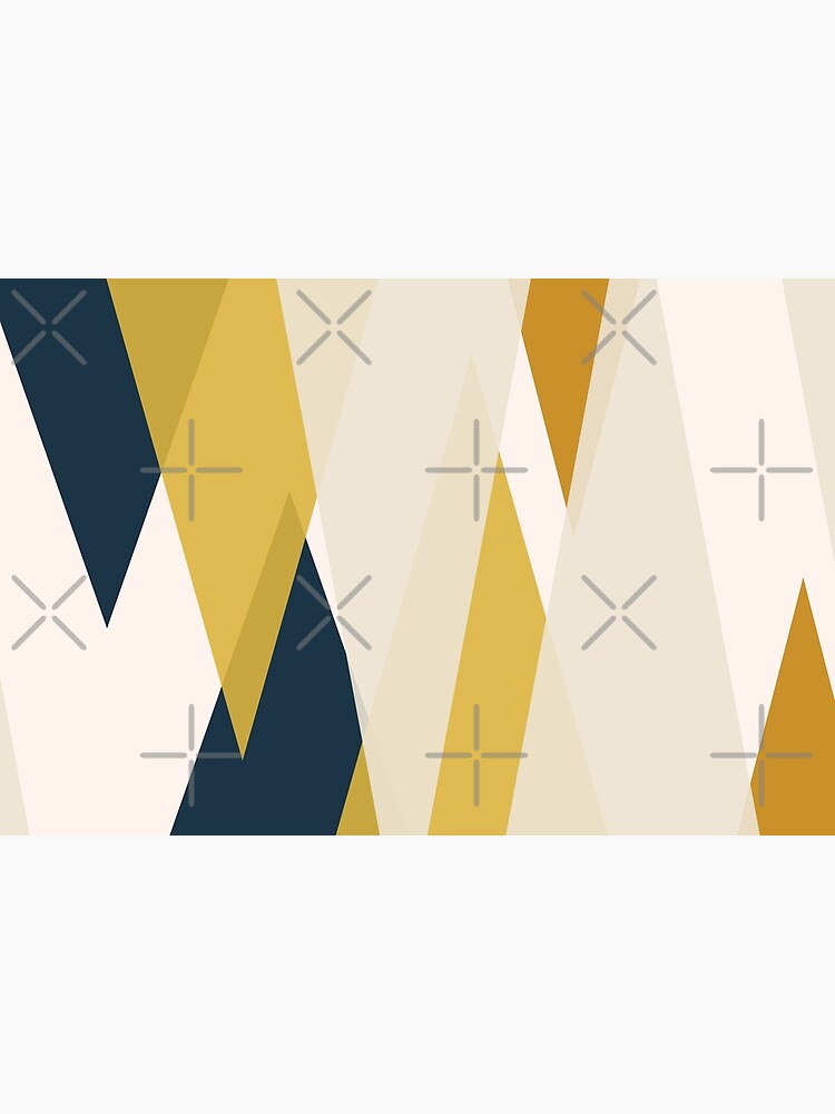 Discover Triangular Abstract in Mustard Yellows, Navy Blue, and Blush Tones. Minimalist Geometric Bath Mat