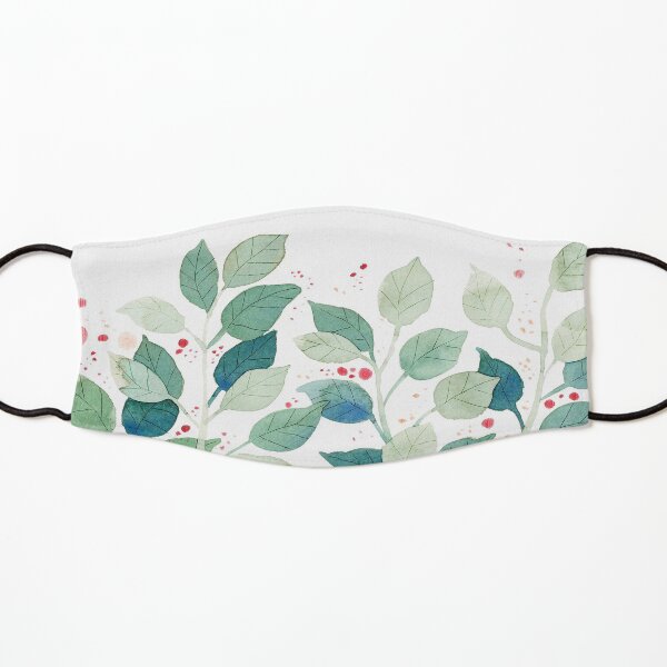 Green Nature Leaves | Simple Watercolor Pattern Kids Mask