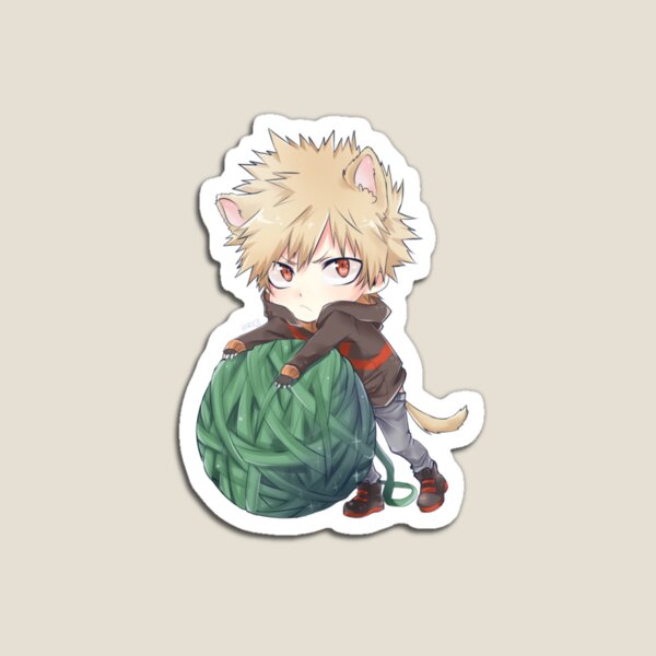 Magnet for Sale avec l'œuvre « Bakugou Katsuki autocollant chat Kawaii ...