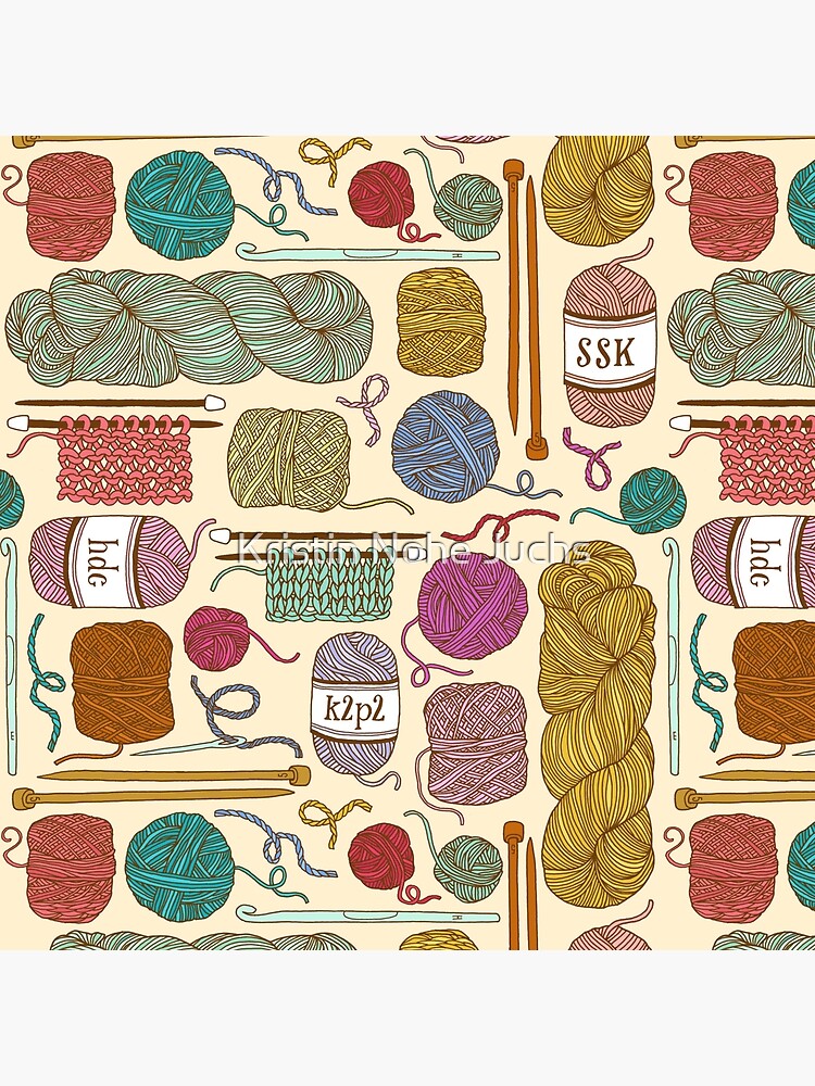 Knitting Basket Wool Art Board Print by VerboShop