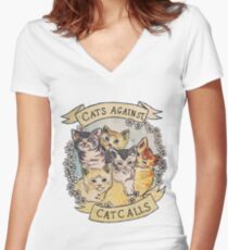 Katzen gegen Katzenanrufe Shirt mit V-Ausschnitt