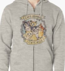 Sudadera con capucha y cremallera Gatos contra llamadas de gato