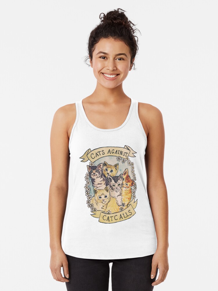 Thumbnail 1 of 3, Racerback Tank Top, Cats Against Cat Calls ORIGINAL (SEE V2 IN MY SHOP) designed and sold by tamaghosti.