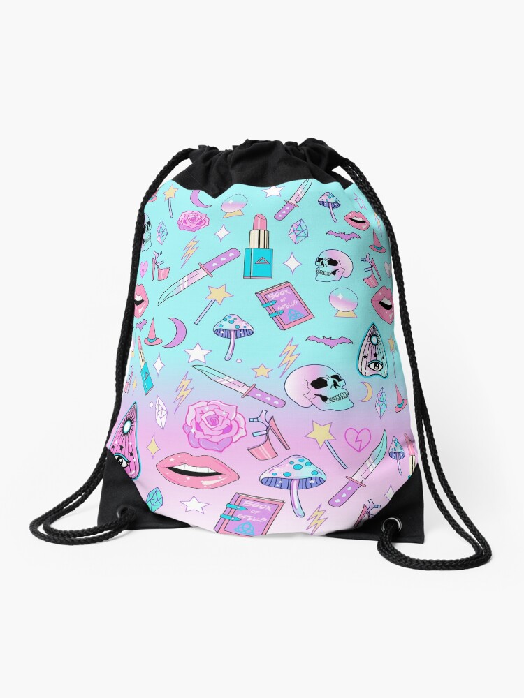 Girly Pastel Goth Witch Pattern Backpack by Luna Elizabeth