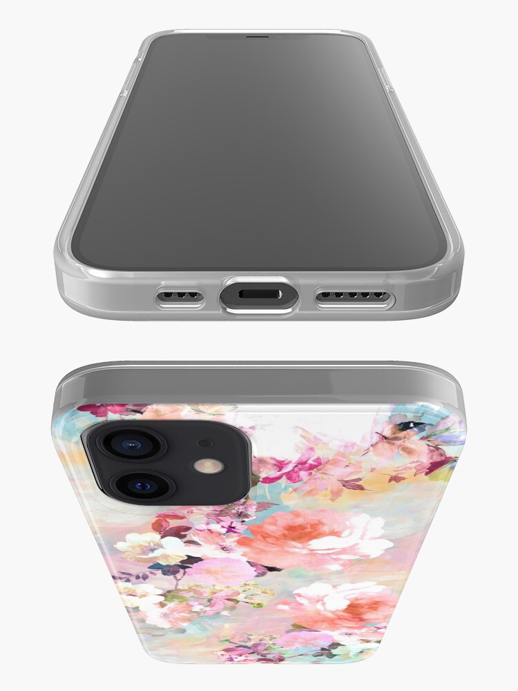Alternate view of Romantic Pink Teal Watercolor Chic Floral Pattern iPhone Case & Cover