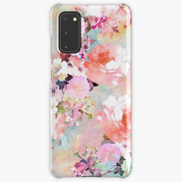 Romantic Pink Teal Watercolor Chic Floral Pattern Samsung Galaxy Snap Case
