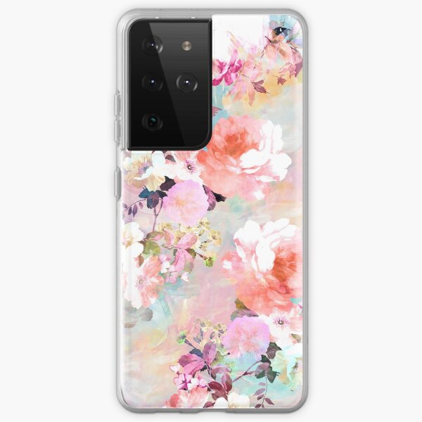 Item preview, Romantic Pink Teal Watercolor Chic Floral Pattern designed and sold by GirlyTrend.