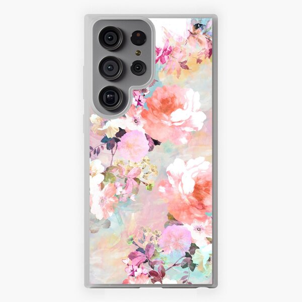 Aperçu de l'œuvre Motif floral chic aquarelle rose sarcelle romantique créée et vendue par GirlyTrend.