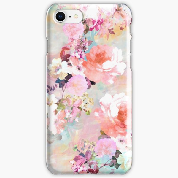 motif floral élégant et chic mettant en vedette de belles et victoriennes roses et pivoines victoriennes vintage en rose clair et violet orchidée sur un motif de traits aquarelle pastel rose et turquoise moderne et abstrait. cadeau féminin parfait pour l Coque rigide iPhone