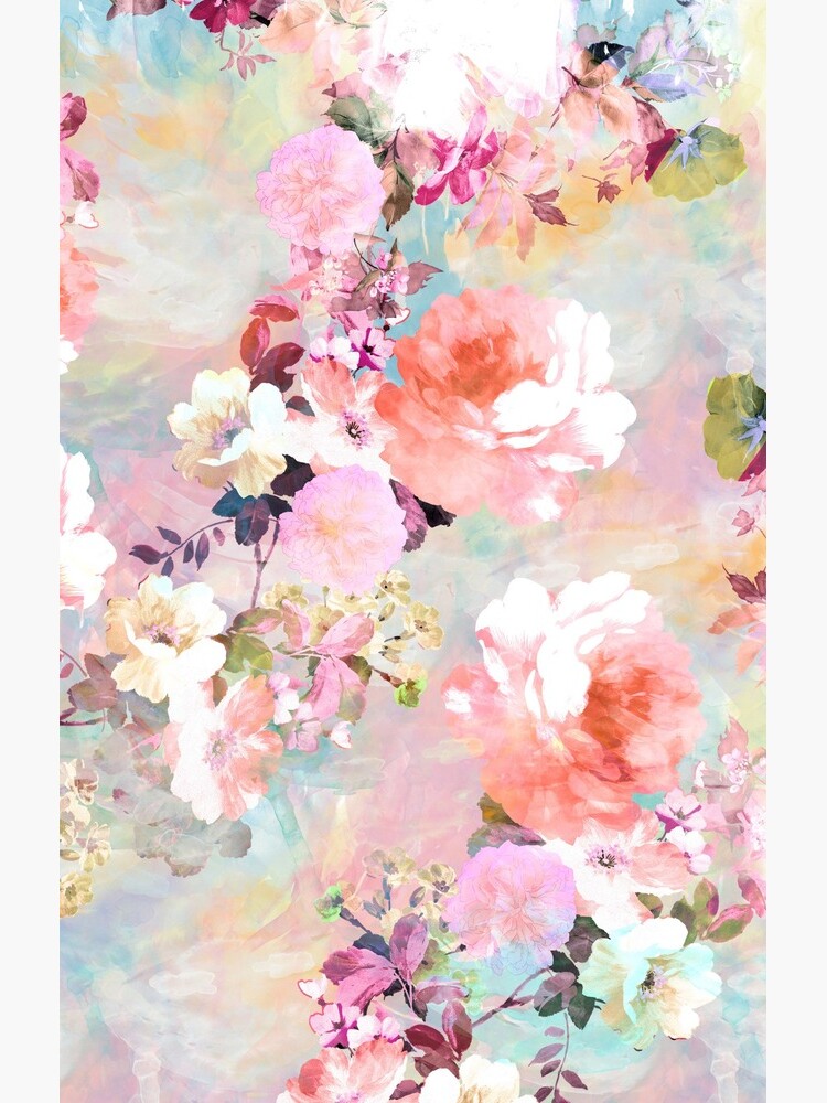 Romantic Pink Teal Watercolor Chic Floral Pattern by GirlyTrend