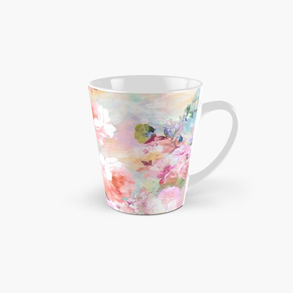 Romantic Pink Teal Watercolor Chic Floral Pattern Tall Mug