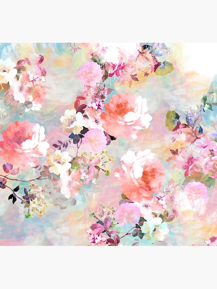 Romantic Pink Teal Watercolor Chic Floral Pattern by GirlyTrend