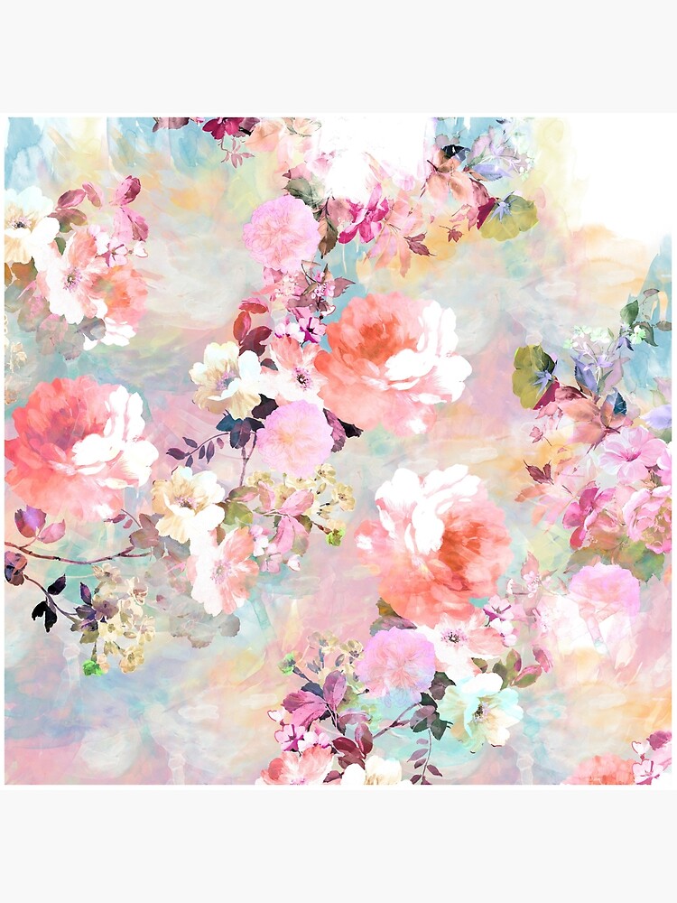 Romantic Pink Teal Watercolor Chic Floral Pattern by GirlyTrend