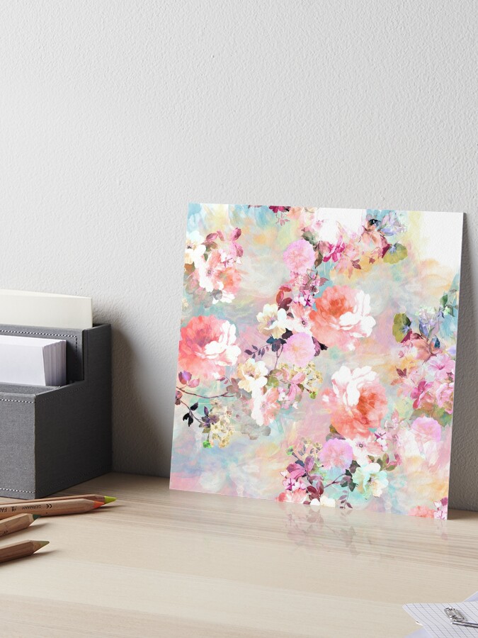 Hand-painted Pink Floral Painting art on 10x10 Canvas