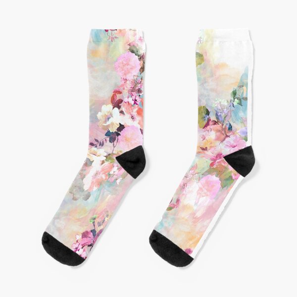 Aperçu de l'œuvre Motif floral chic aquarelle rose sarcelle romantique créée et vendue par GirlyTrend.