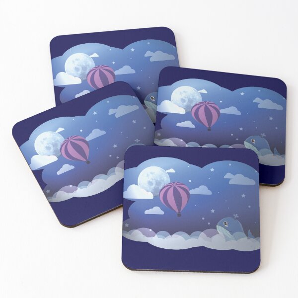 Item preview, Night Dreamscape With Whale & Hot-Air Balloon designed and sold by Happy Puppy Print On Demand.