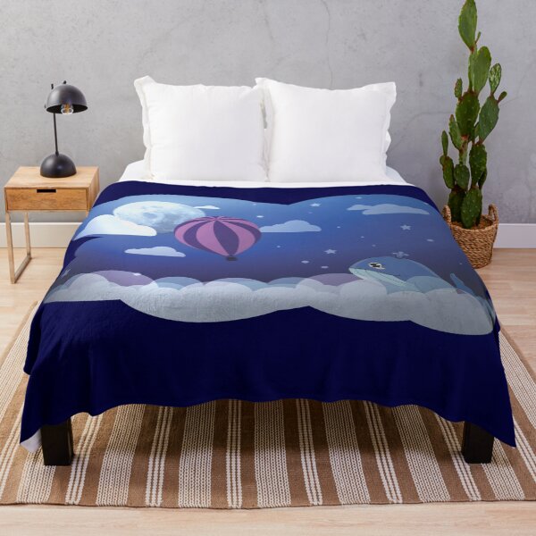 Item preview, Night Dreamscape With Whale & Hot-Air Balloon designed and sold by Happy Puppy Print On Demand.