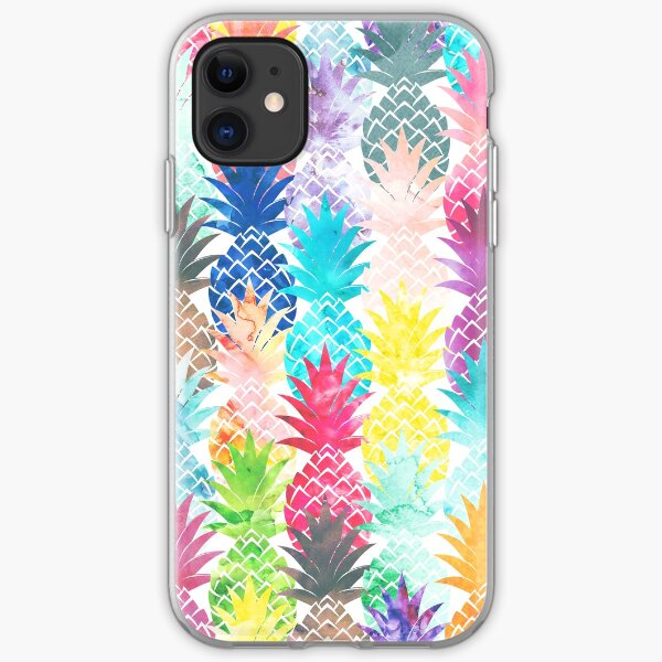 Hawaiian Pineapple Pattern Tropical Watercolor iPhone Soft Case