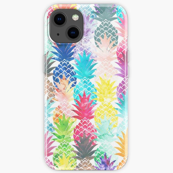Hawaiian Pineapple Pattern Tropical Watercolor iPhone Soft Case