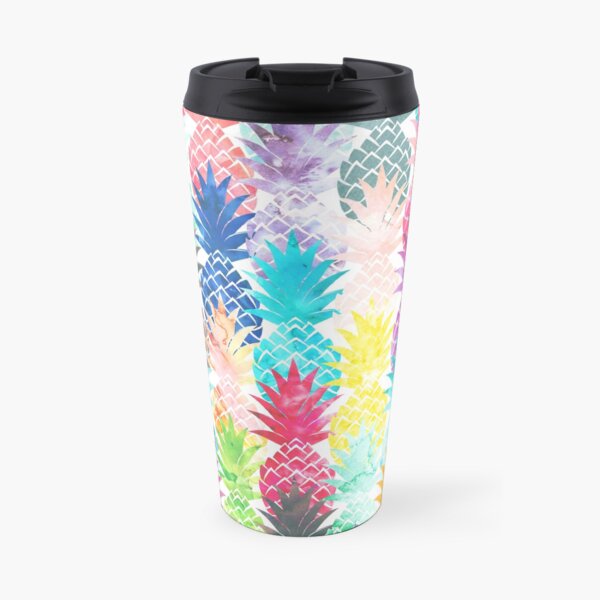 Hawaiian Pineapple Pattern Tropical Watercolor Travel Mug