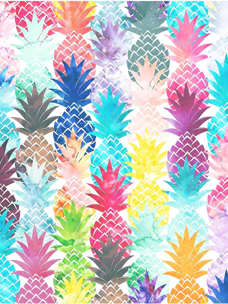 Disover Hawaiian Pineapple Pattern Tropical Watercolor Drawstring Bag